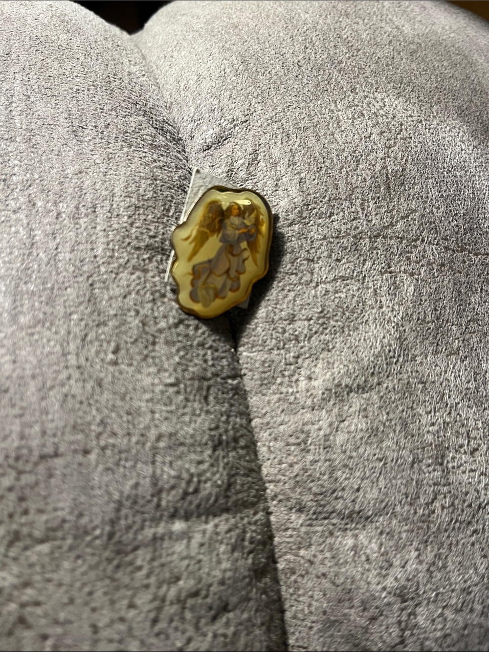 Gold-Tone Angel Lapel Pin - Yellow Enamel Accent 1998